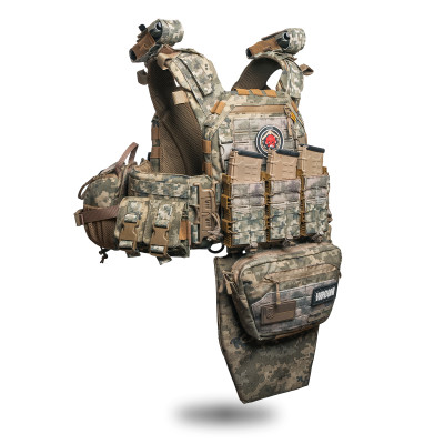 Improved Plate Carrier “Ghost Gen4 V3” with Level 1 ballistic protection, quick-release system + 9 pouches, Pixel color