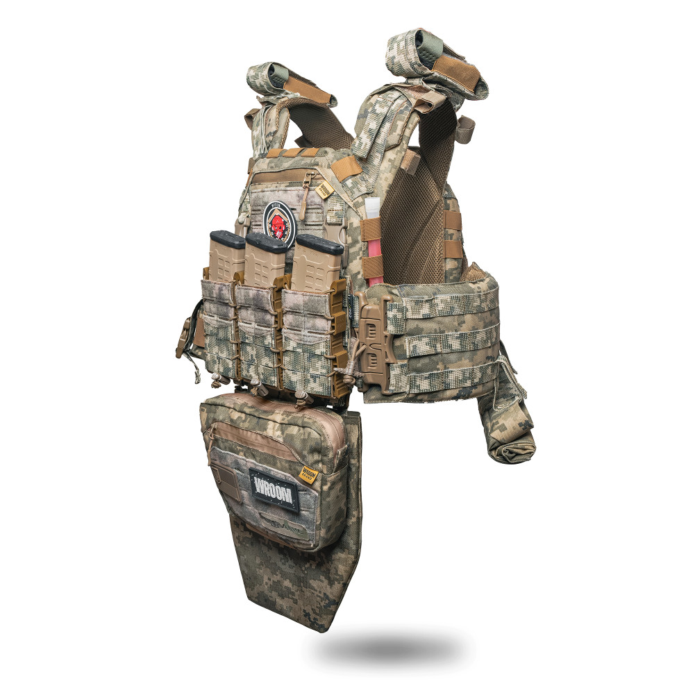 Improved Plate Carrier “Ghost Gen4 V3” with Level 1 ballistic protection, quick-release system + 9 pouches, Pixel color