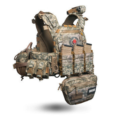 Body Armor "Ghost Gen4 V2" with Class 1 Ballistic Protection, Quick-Release System + 9 Pouches, Color Pixel