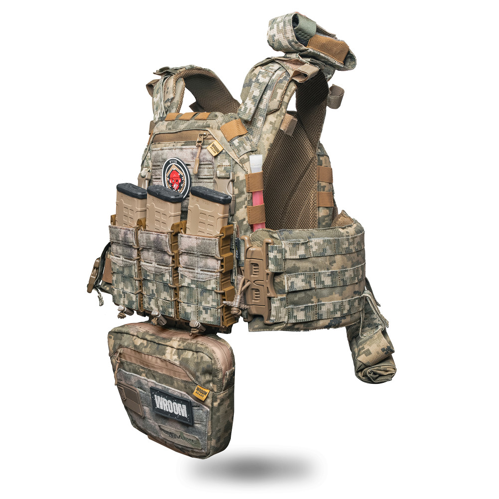 Body Armor "Ghost Gen4 V2" with Class 1 Ballistic Protection, Quick-Release System + 9 Pouches, Color Pixel