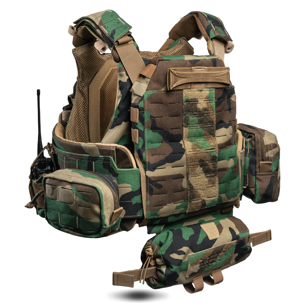 Плитоноска покращенна GHOST GEN5 PRO V2+ з балістичний захист 2-го класу. Колір Multicam Woodland