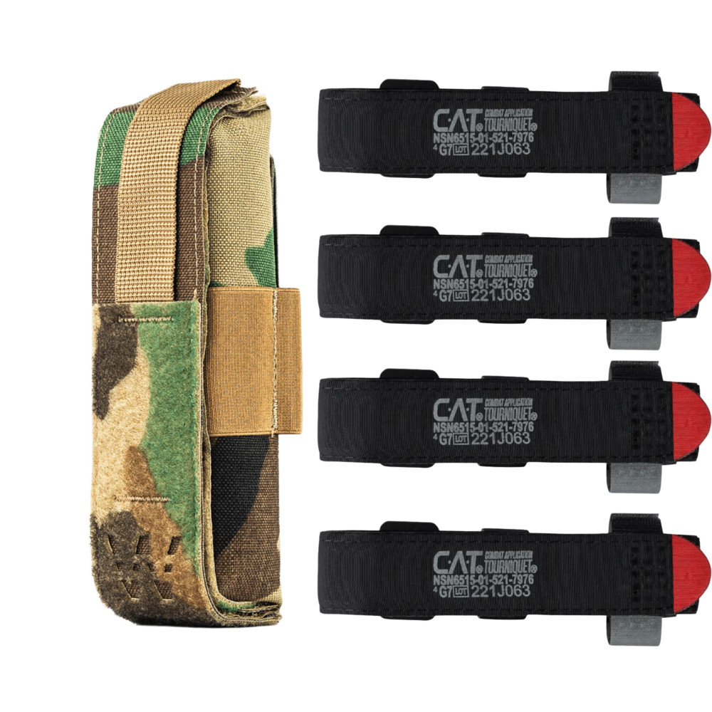 Set: CAT Generation 7 Tourniquet + GHOST GEN5 Closed-Type Tourniquet Pouch. Color Multicam Woodland(4 pcs)