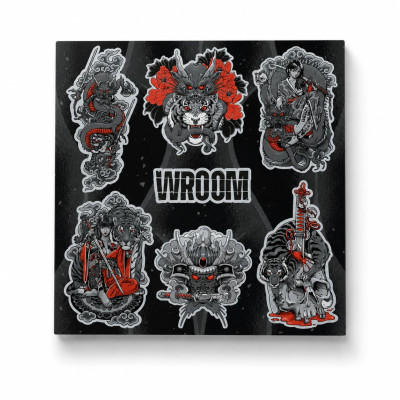 Wroom Sticker Pack (Set of Stickers). Gray-Red