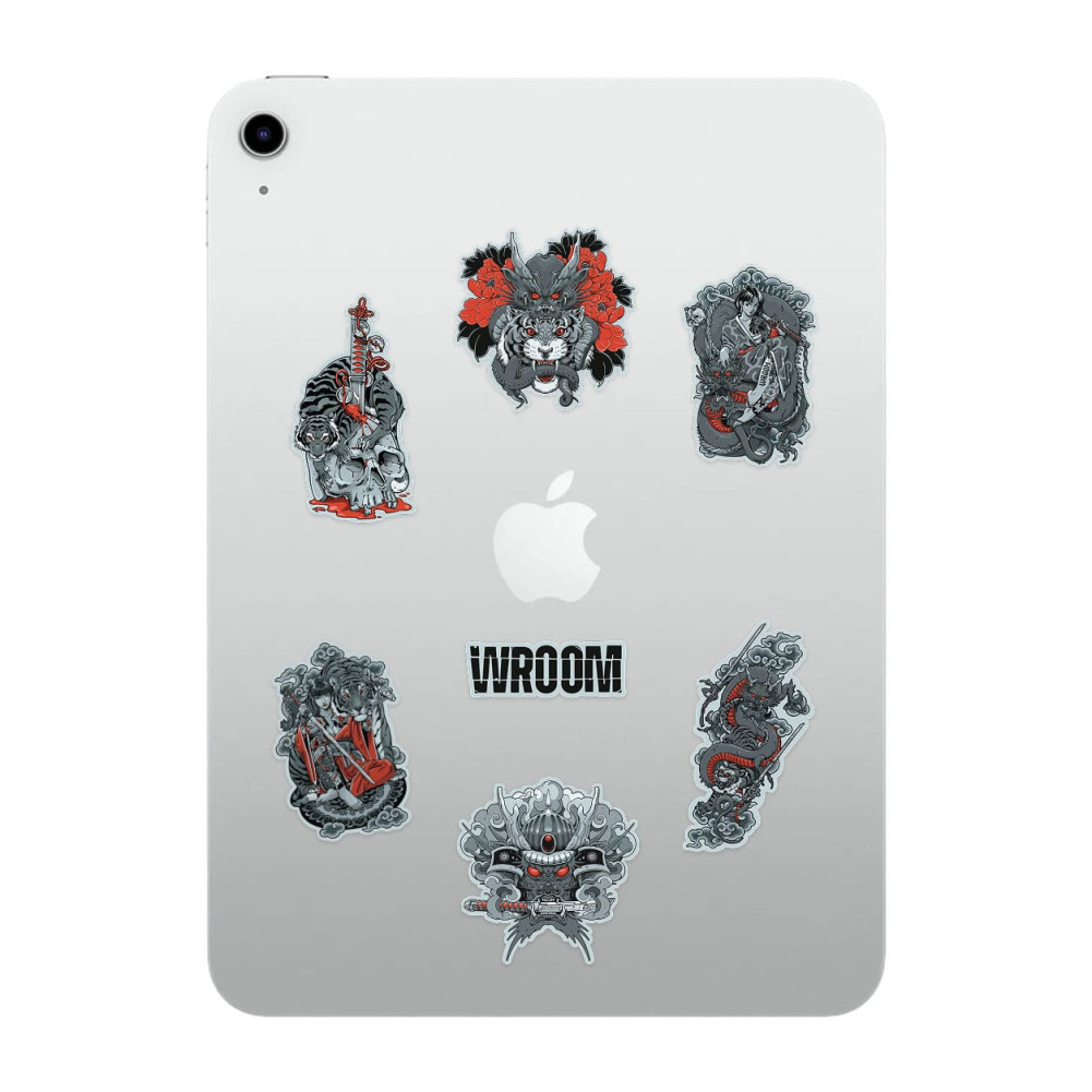 Wroom Sticker Pack (Set of Stickers). Gray-Red