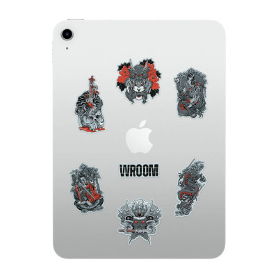 Wroom Sticker Pack (Set of Stickers). Gray-Red