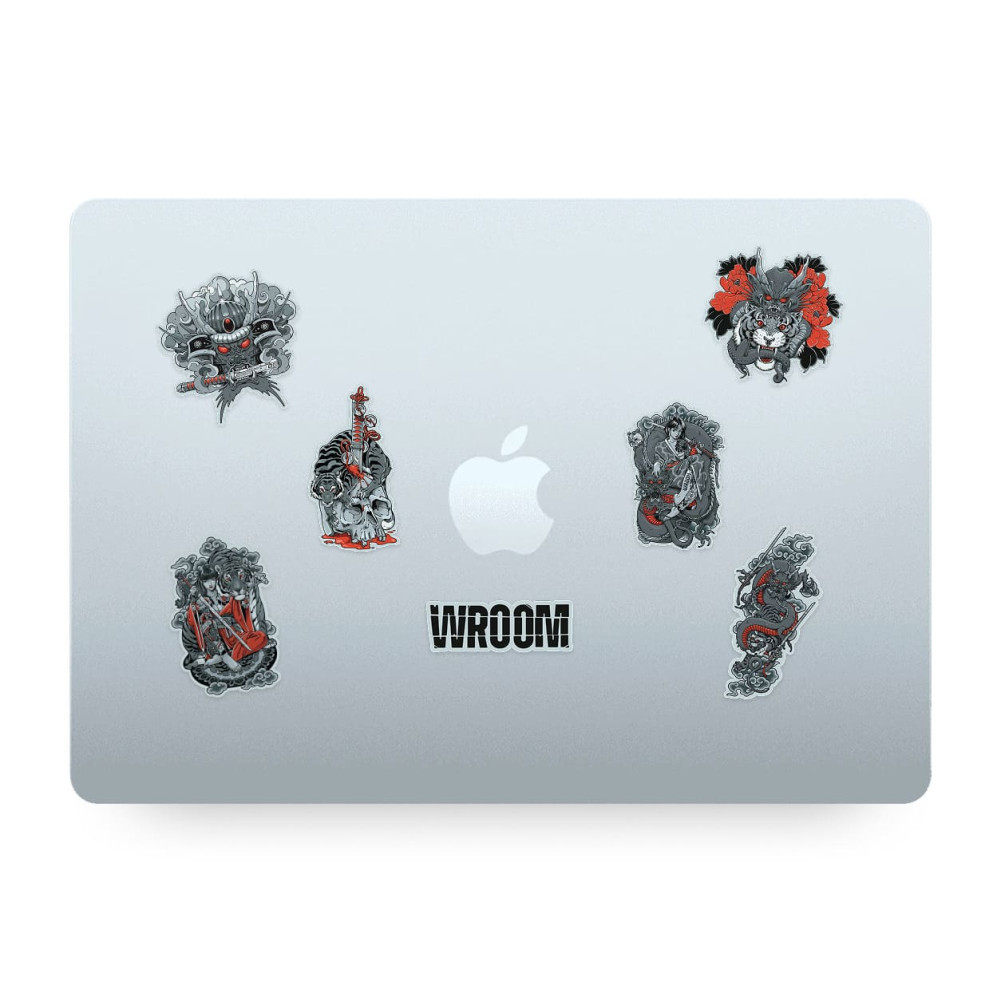 Wroom Sticker Pack (Set of Stickers). Gray-Red