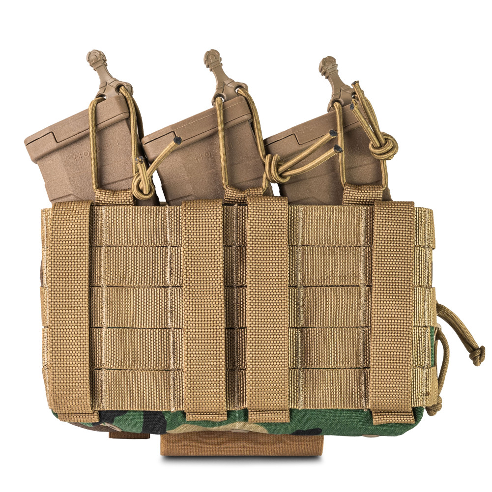 WROOM utility admin pouch for 3 magazines with MOLLE system. Color Multicam Woodland