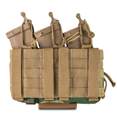 WROOM utility admin pouch for 3 magazines with MOLLE system. Color Multicam Woodland