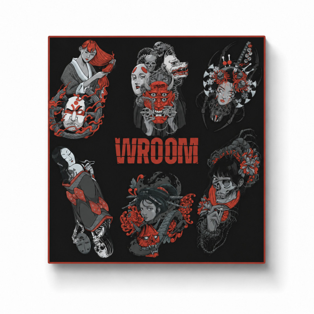 Sticker Pack Wroom (Zestaw Naklejek). Kolor Szaro-Czerwono-Czarny