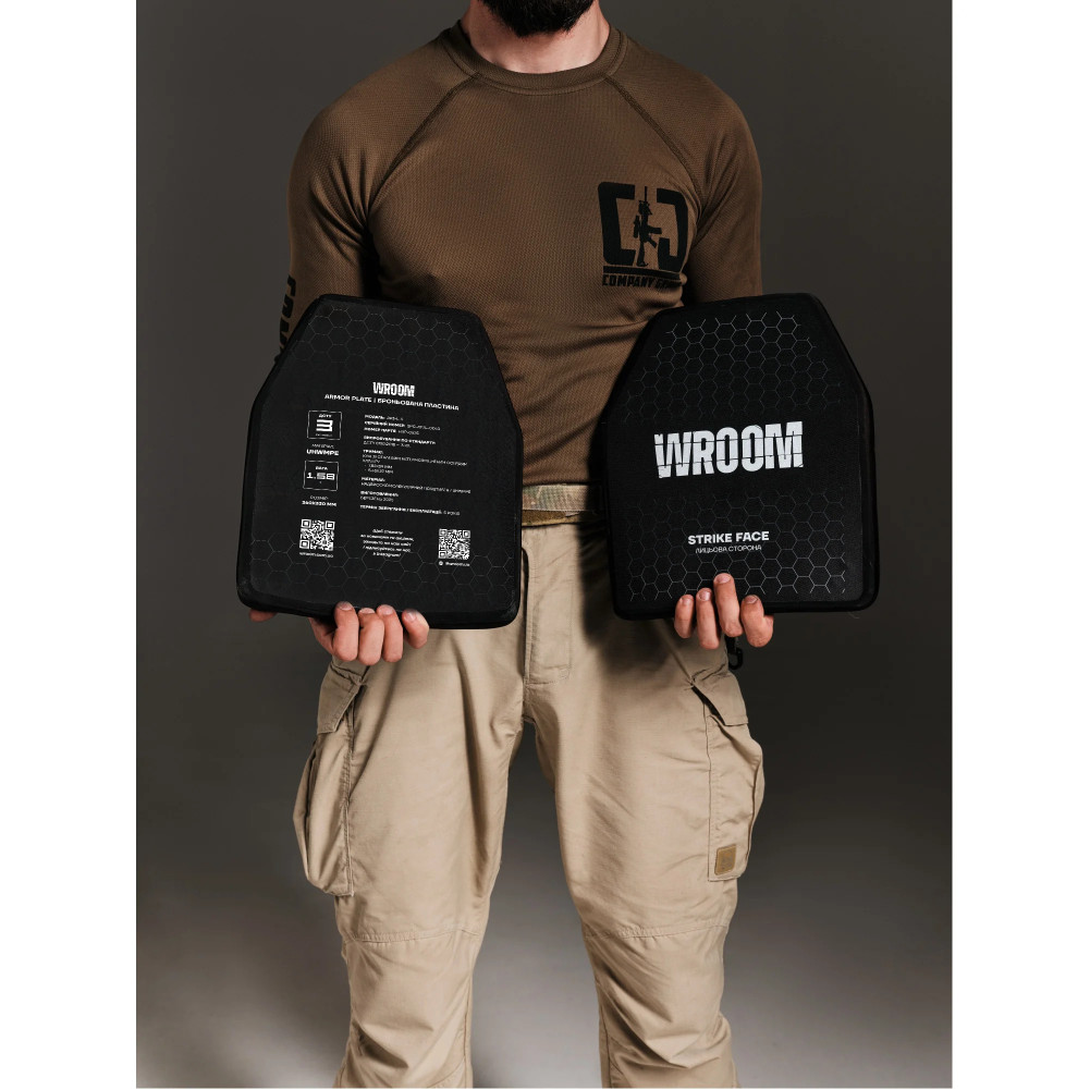 Set: Anatomical polyethylene plates of Class 3 according to DSTU by WROOM. Armor plate weight 1.58 kg. Size L