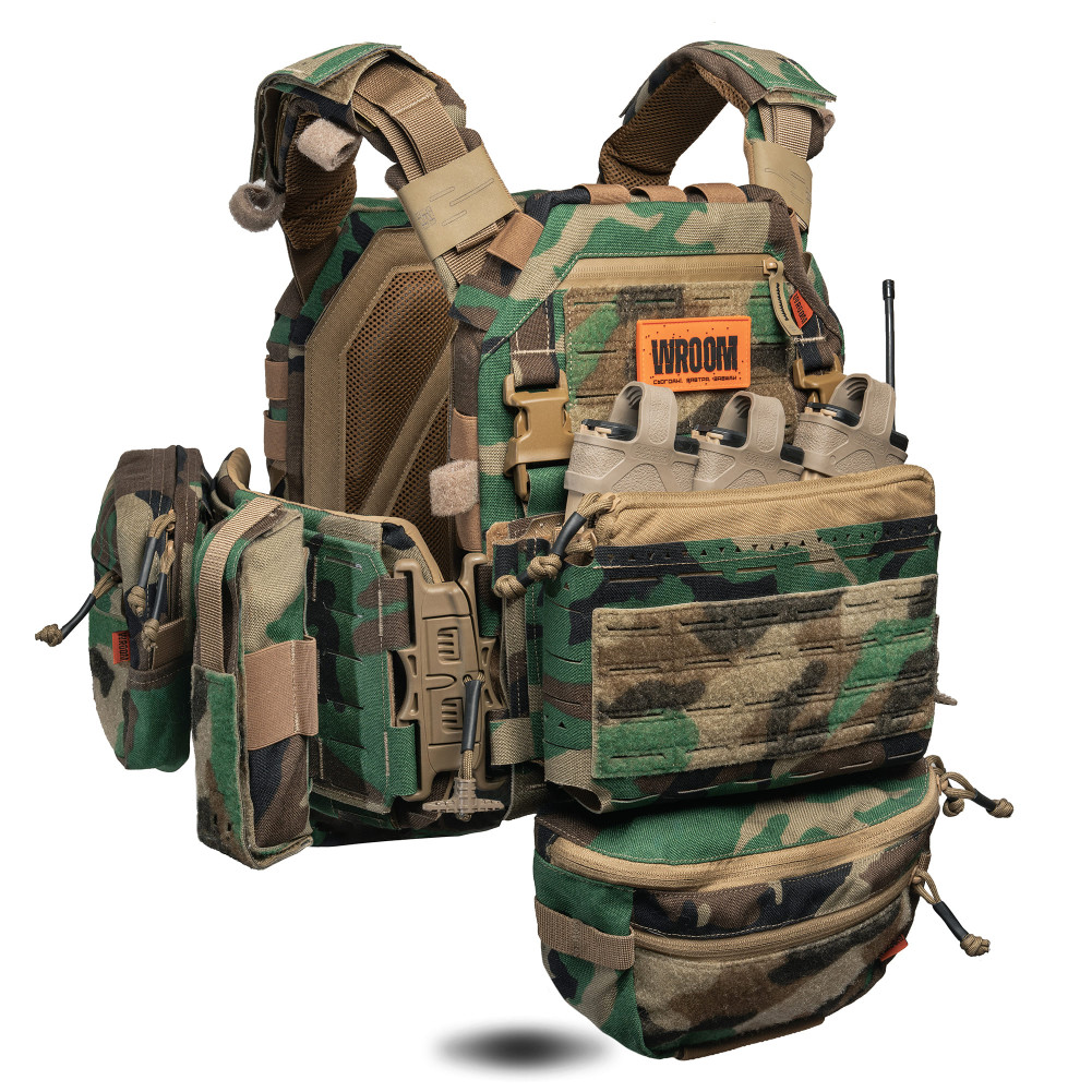 Improved plate carrier GHOST GEN5 V2 with AK/AR placard. Color Multicam Woodland