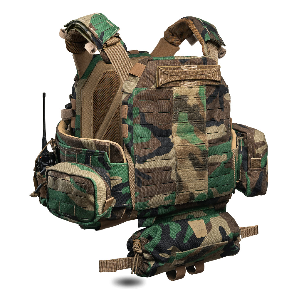 Improved plate carrier GHOST GEN5 V2 with AK/AR placard. Color Multicam Woodland
