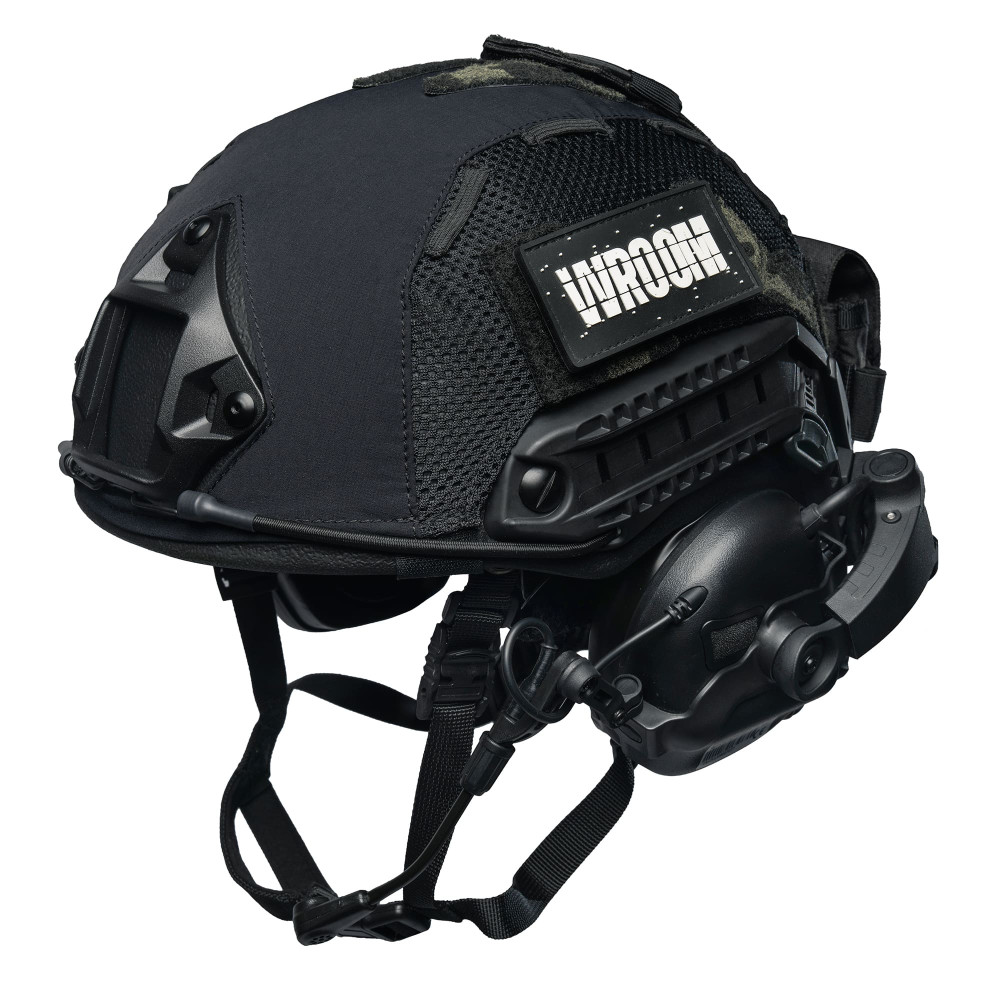 Hełm balistyczny (kask) FAST NIJ IIIa ze słuchawkami M32 (X), czarny + pokrowiec multicam black usa