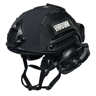 Hełm balistyczny (kask) FAST NIJ IIIa ze słuchawkami M32 (X), czarny + pokrowiec multicam black usa