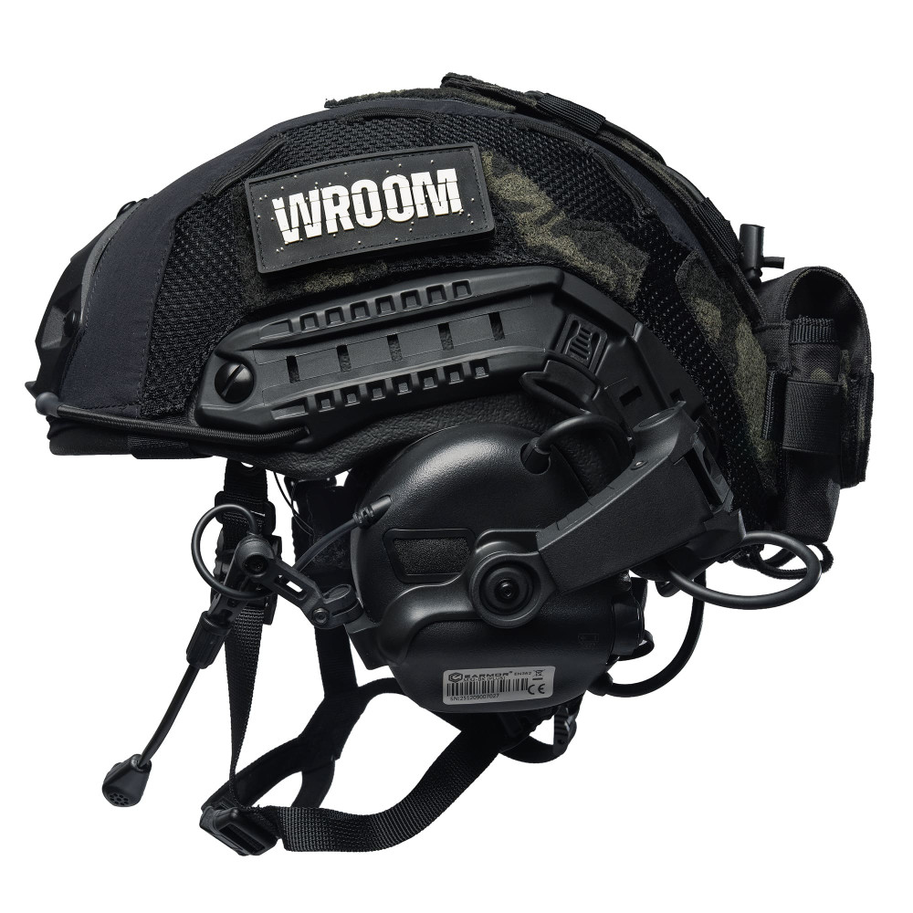 Ballistic helmet (combat helmet) FAST NIJ IIIA with M32(X) headphones, black + Multicam Black USA cover