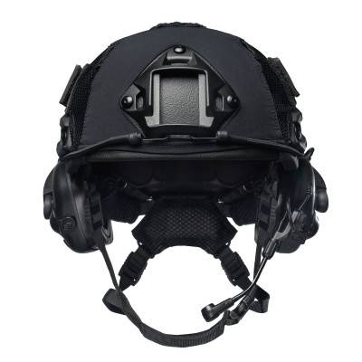 Hełm balistyczny (kask) FAST NIJ IIIa ze słuchawkami M32 (X), czarny + pokrowiec multicam black usa