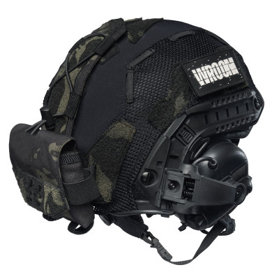 Hełm balistyczny (kask) FAST NIJ IIIa ze słuchawkami M32 (X), czarny + pokrowiec multicam black usa