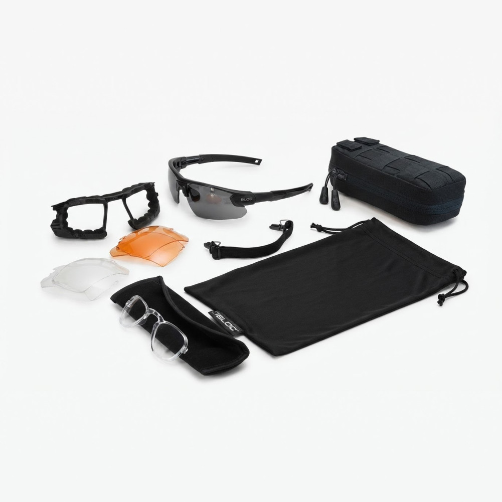 BLOC® Tactical Predator Protective Glasses Set USA. Black