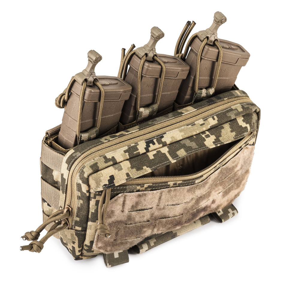 WROOM utility admin pouch for 3 magazines with MOLLE system. Color Pixel