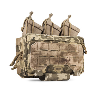 WROOM utility admin pouch for 3 magazines with MOLLE system. Color Pixel