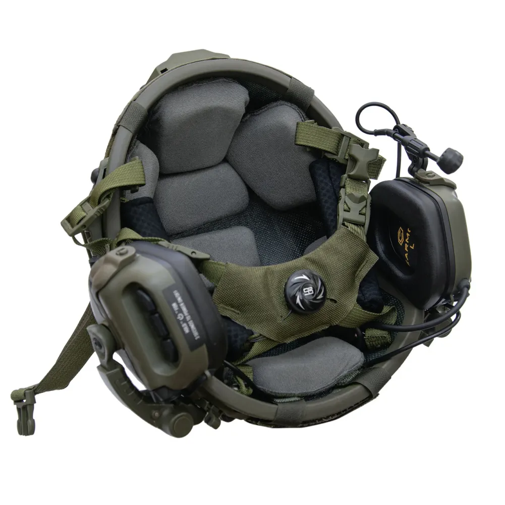 Ballistic Helmet Sestan-Busch BK-ACH-HC Olive with Earmor M32(X) Active Headset + Pixel Camo Cover