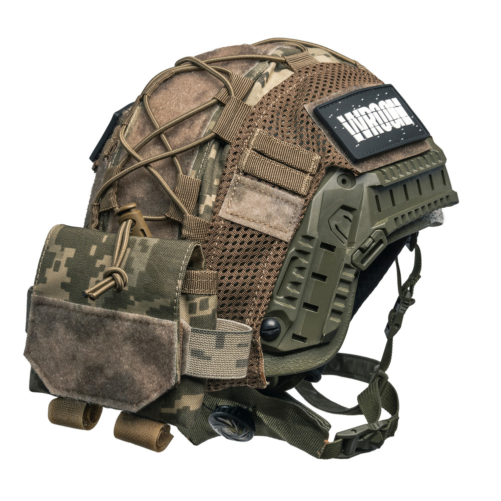 Ballistic Helmet Sestan-Busch BK-ACH-HC, olive color, with Cam-Fit suspension system + pixel cover