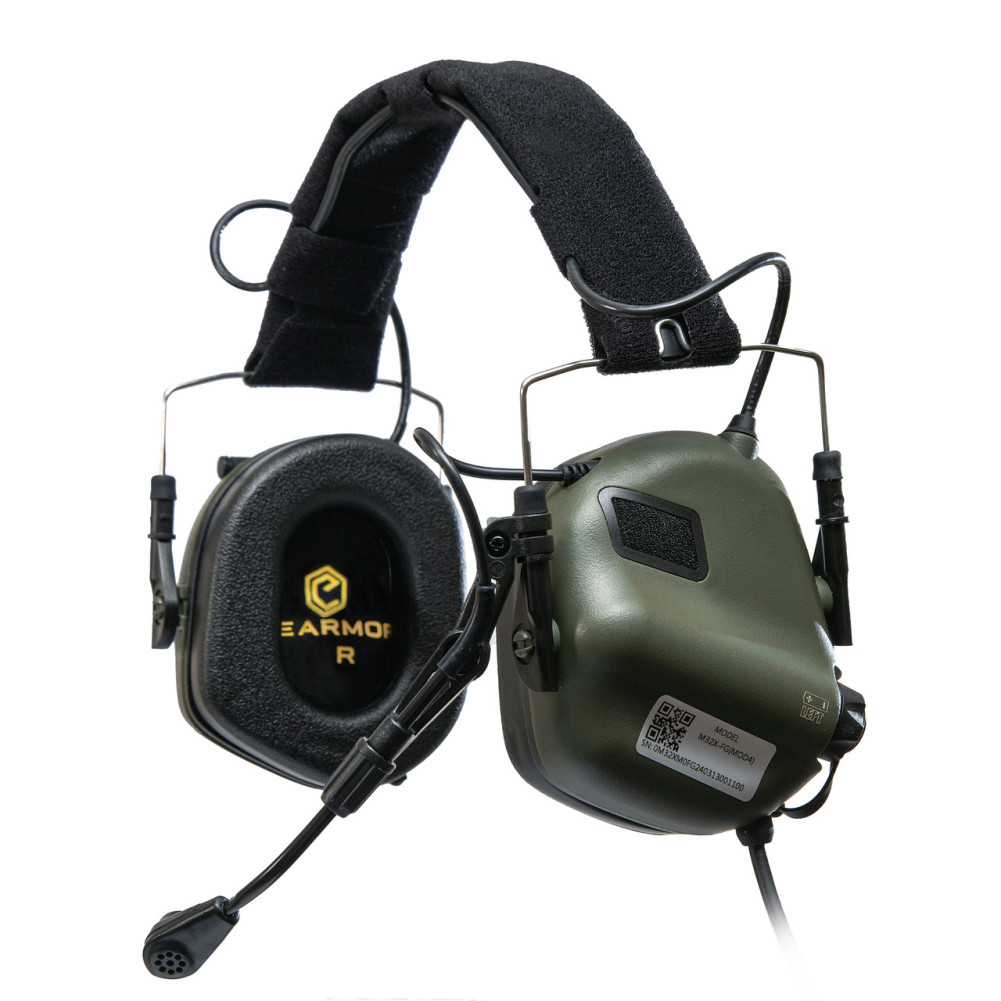 Earmor Mod4 M32(X) active headphones with cheburashka mounts, Color Olive