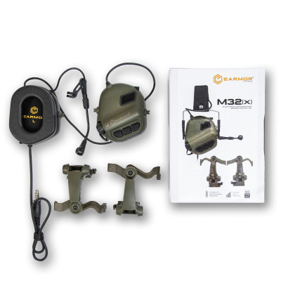 Earmor Mod4 M32(X) active headphones with cheburashka mounts, Color Olive