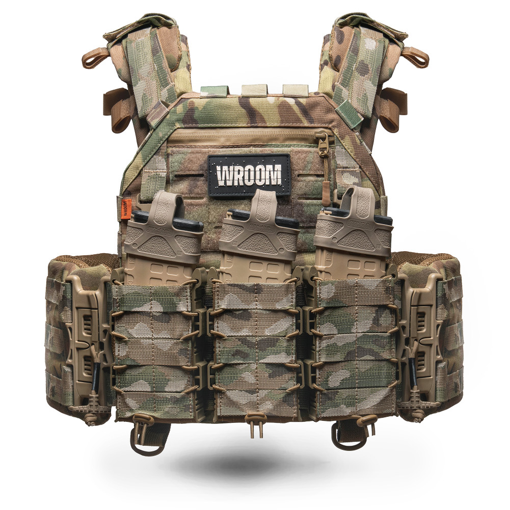 Lightweight Class 6 Body Armor “Ghost Gen4 V1” with ceramic armor plates, quick-release system, and 3 included pouches, Color Multicam.