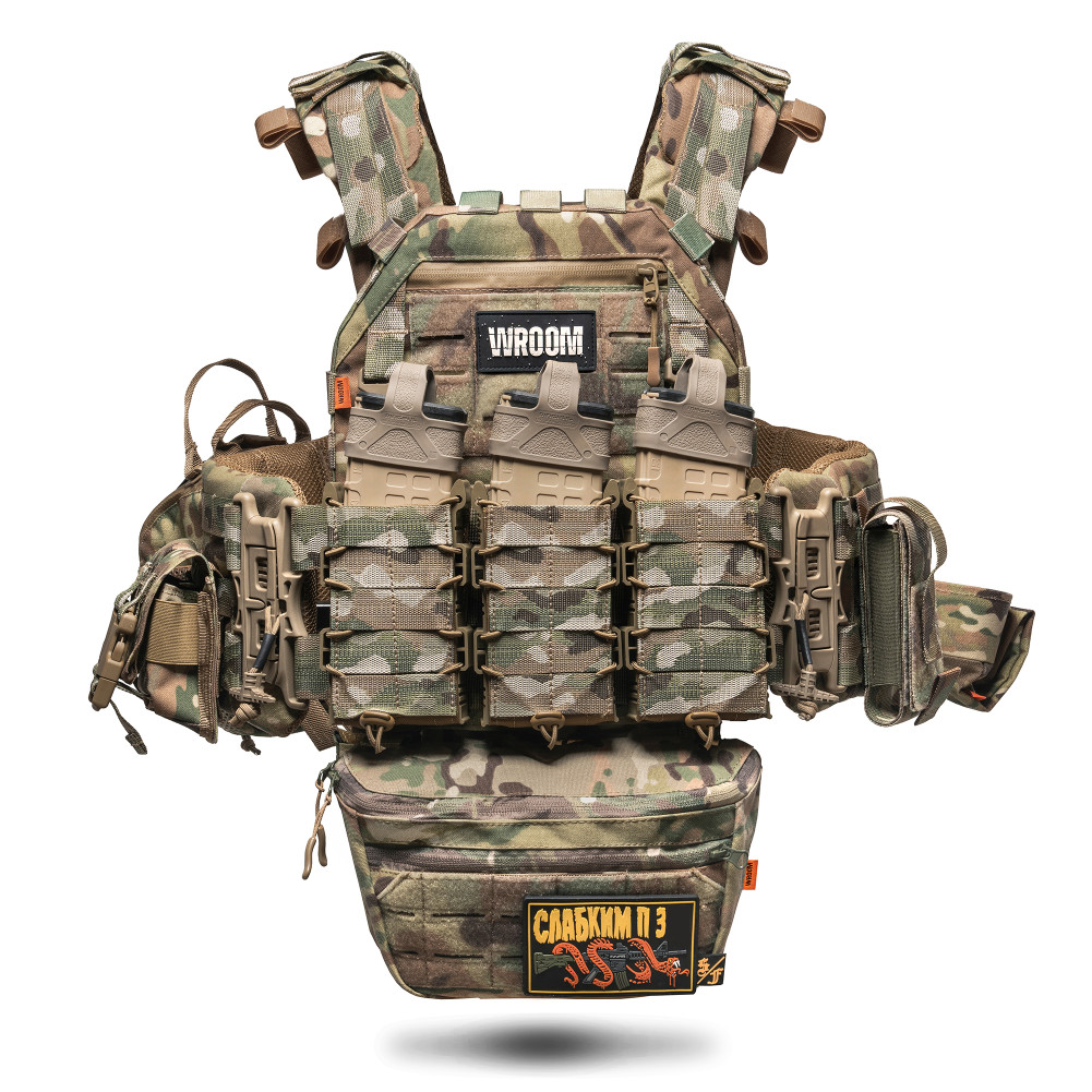 Плитоноска покращена «Ghost Gen4 V2+» з балістичним захистом 2 класу, системою швидкого скидання + 9 підсумків, колір мультикам