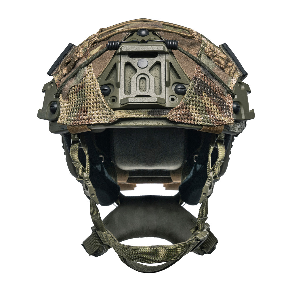 Hełm balistyczny Sestan-Busch Kask BK-ACH-HC oliwkowy z systemem zawieszenia Cam-Fit + osłona multicam