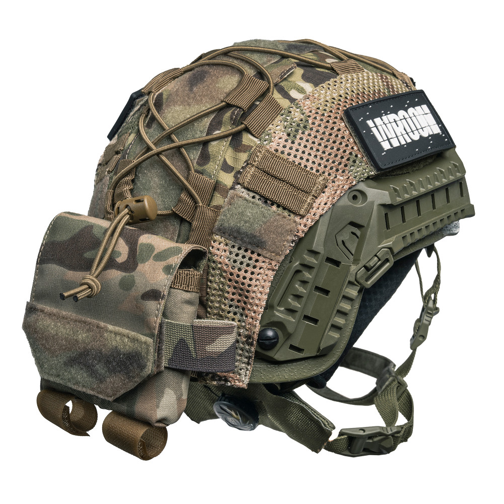 Hełm balistyczny Sestan-Busch Kask BK-ACH-HC oliwkowy z systemem zawieszenia Cam-Fit + osłona multicam