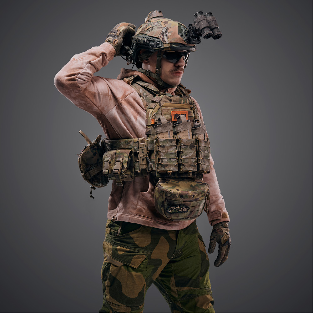 Плитоноска покращена «Ghost Gen4 V2» із системою швидкого скидання + 9 підсумків, колір мультикам