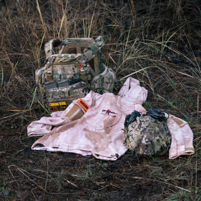 Hoodie “Your Story” with additional pockets. Color: beige camouflage