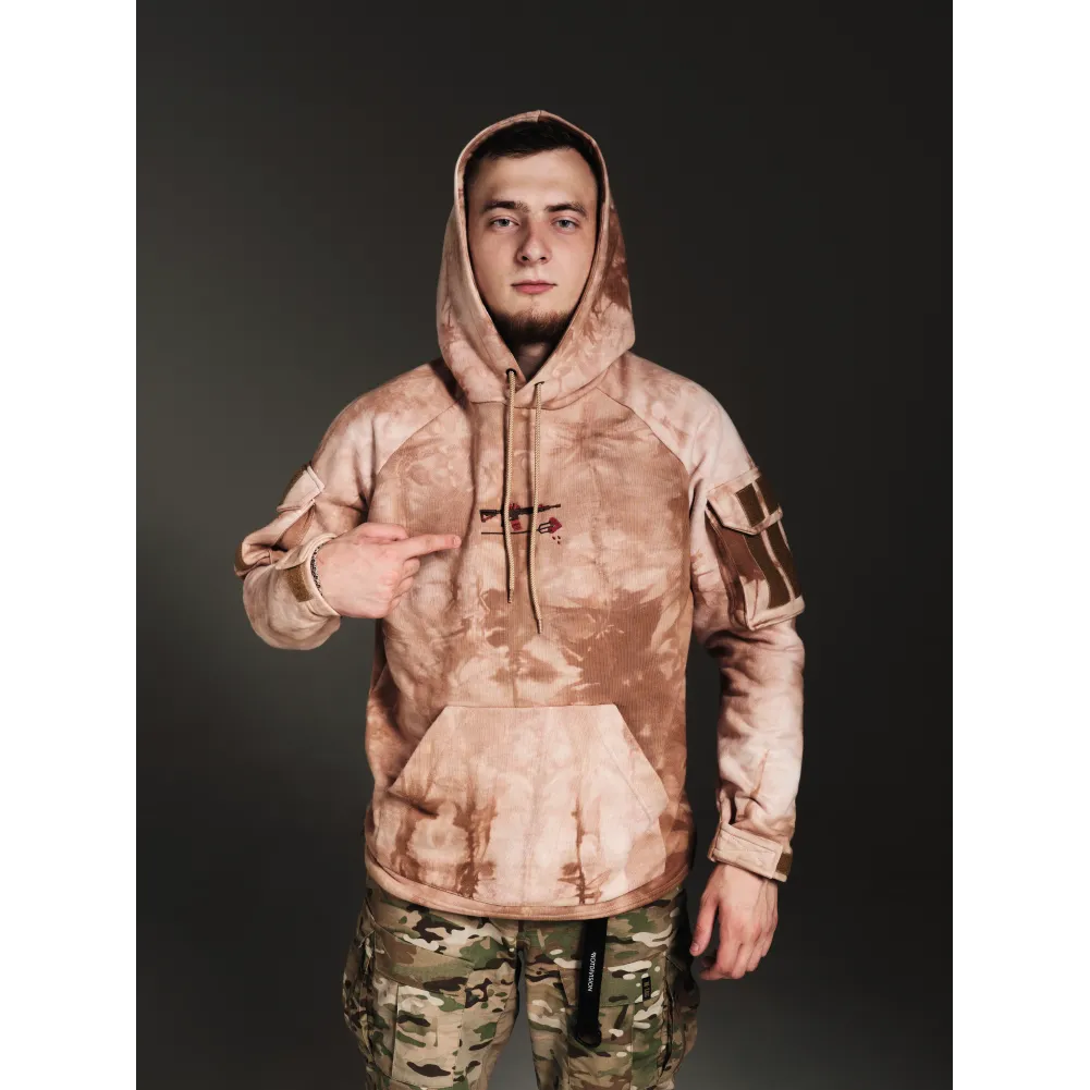 Hoodie “Your Story” with additional pockets. Color: beige camouflage