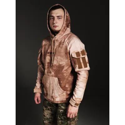 Hoodie “Your Story” with additional pockets. Color: beige camouflage