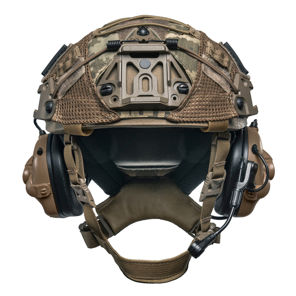 Балістичний шолом Sestan-Busch Helmet койот з активними навушниками Earmor M32 (X) + кавер піксель
