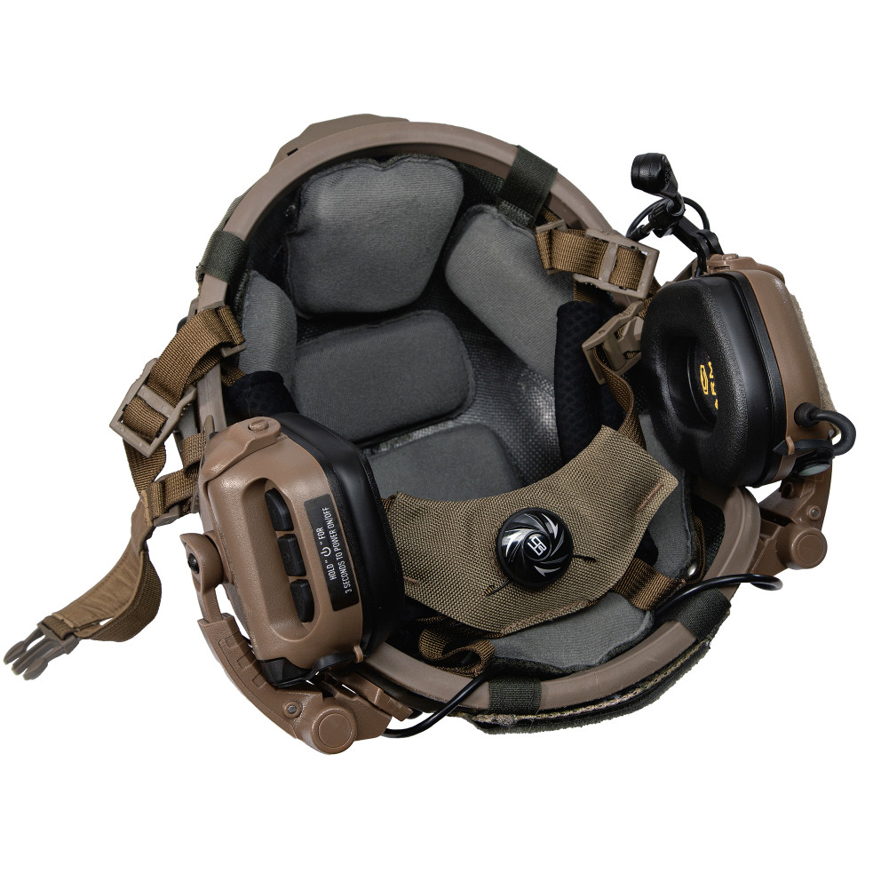 Балістичний шолом Sestan-Busch Helmet койот з активними навушниками Earmor M32 (X) + кавер піксель