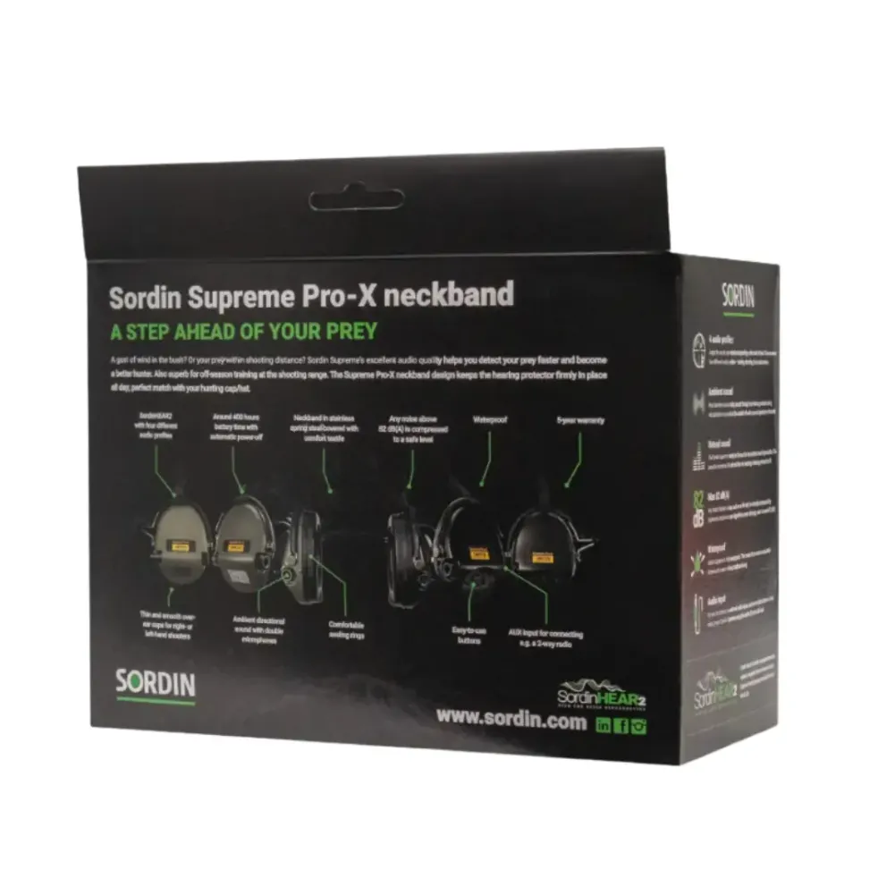 Активні навушники Sordin Supreme Pro-X Neckband, колір оливковий.