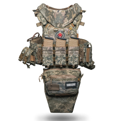 Бронежилет 6 класу "Ghost Gen4 V4+" з балістичним захистом 2 класу, системою швидкого скидання + 9 підсумків, колір піксель