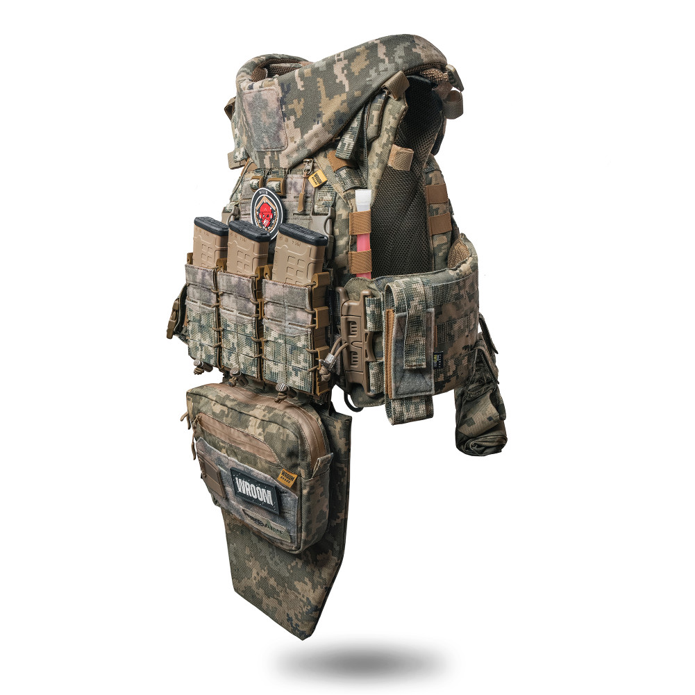 Бронежилет 6 класу "Ghost Gen4 V4+" з балістичним захистом 2 класу, системою швидкого скидання + 9 підсумків, колір піксель