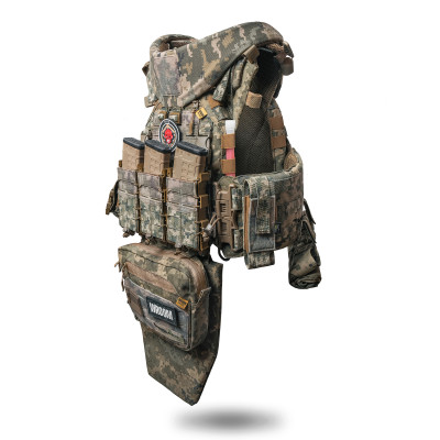 Бронежилет 6 класу "Ghost Gen4 V4+" з балістичним захистом 2 класу, системою швидкого скидання + 9 підсумків, колір піксель