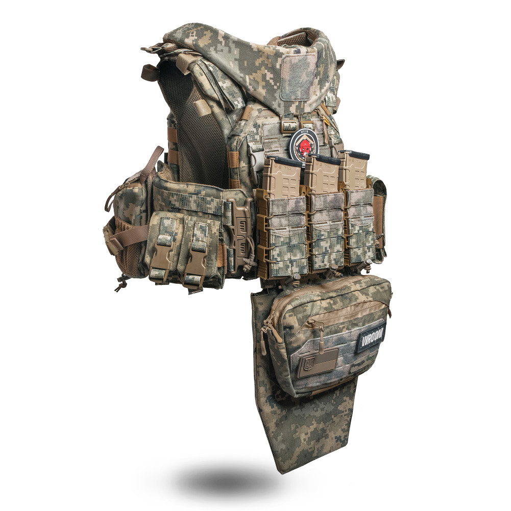 Бронежилет 6 класу "Ghost Gen4 V4+" з балістичним захистом 2 класу, системою швидкого скидання + 9 підсумків, колір піксель