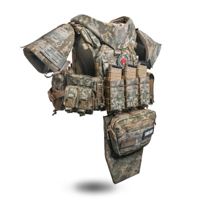 Бронежилет 6 класу "Ghost Gen4 V5+" з балістичним захистом 2 класу, системою швидкого скидання + 9 підсумків, колір піксель