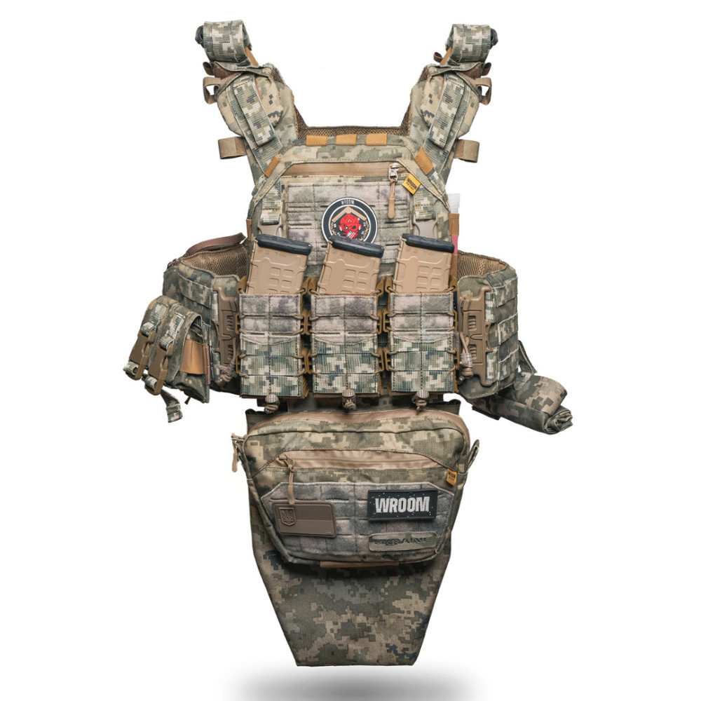 Бронежилет 6 класу "Ghost Gen4 V3+" з балістичним захистом 2 класу, системою швидкого скидання + 9 підсумків, колір піксель