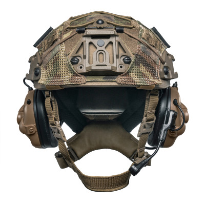 Балістичний шолом Sestan-Busch Helmet койот з активними навушниками Earmor M32 (X) + кавер мультикам