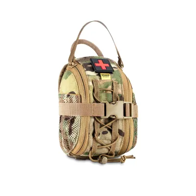 Fully stocked IFAK first aid kit, Elite quick-release pouch. Color Multicam