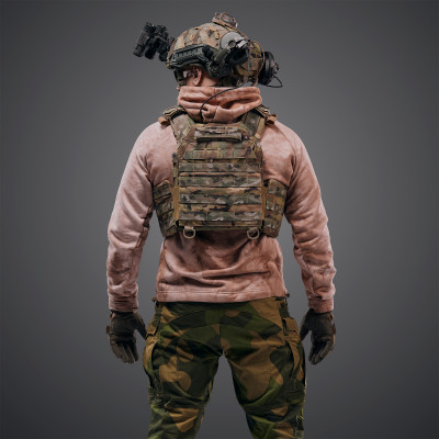 Plate carrier "Ghost Gen4 V1" with quick release system, MOLLE system + 3 pouches, color Multicam