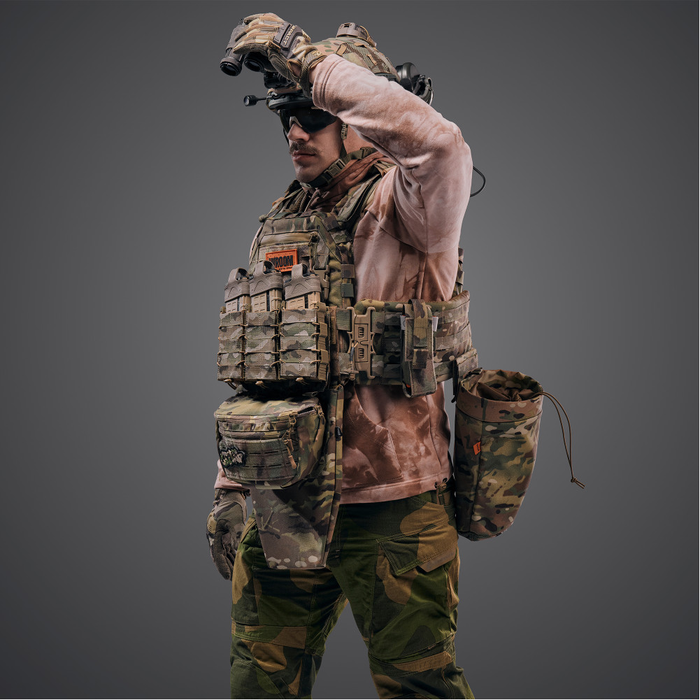 Бронежилет 6 класу "Ghost Gen4 V3" з балістичним захистом 1 класу, системою швидкого скидання + 9 підсумків, колір мультикам