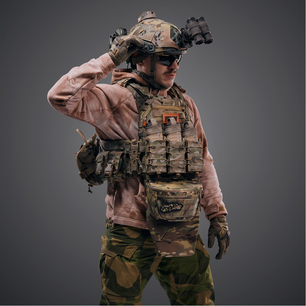 Бронежилет 6 класу "Ghost Gen4 V3" з балістичним захистом 1 класу, системою швидкого скидання + 9 підсумків, колір мультикам